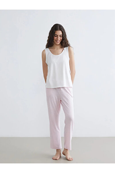 LC Waikiki Pink Elastic Waist Polka Dot Women's Pajama Bottoms