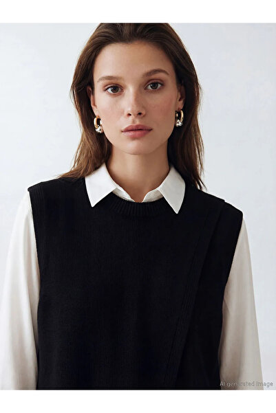 LC Waikiki Black Crew Neck Women's Knitwear Sweater