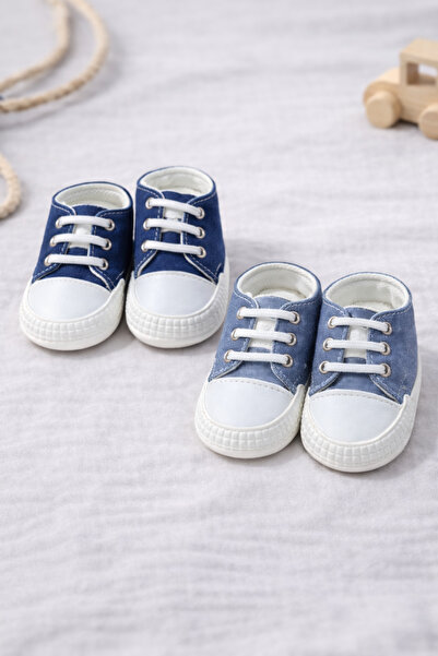 mini kanka 2 adet 0-24 Ay Unisex Bebek Ayakkabı İlk Adım Bağcıklı Rahat Taban...
