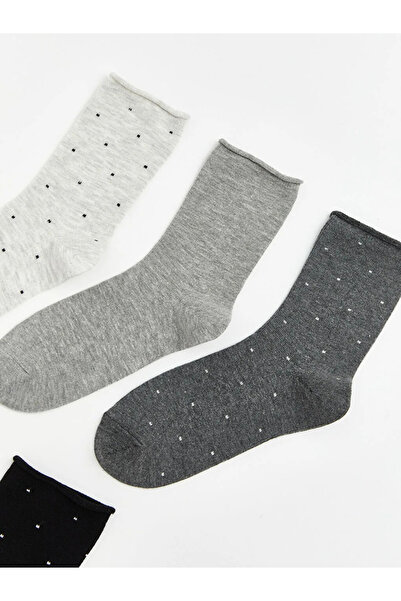 LC Waikiki Gray Polka Dot Women's Socks 5-Piece Set