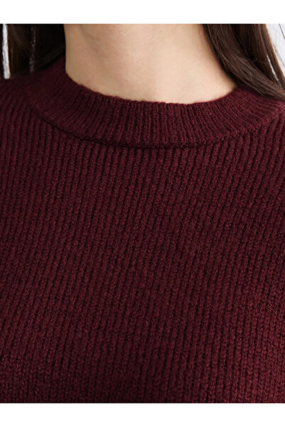 LC Waikiki Burgundy Crew Neck Women's Knitwear Sweater