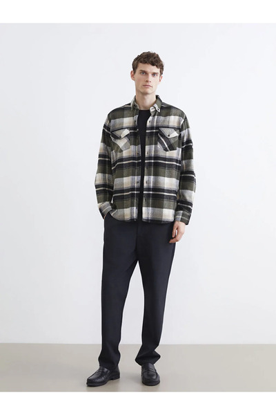 LC Waikiki Khaki Regular Fit Plaid Men's Lumberjack Shirt