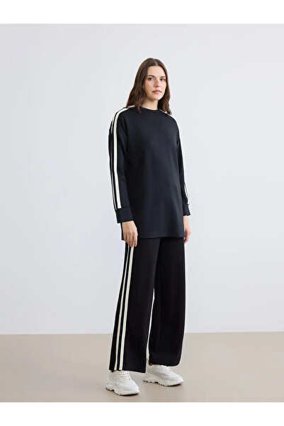 LC Waikiki Black Soft Touch Women's Sweatpants with Elastic Waistband