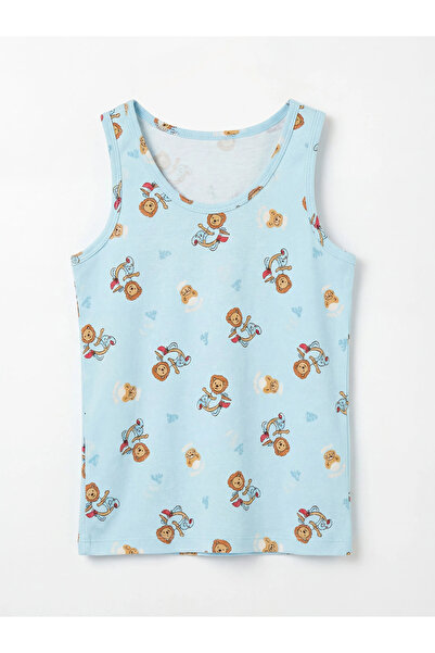 LC Waikiki Blue Crew Neck Boys' 2-Piece Underwear Undershirt