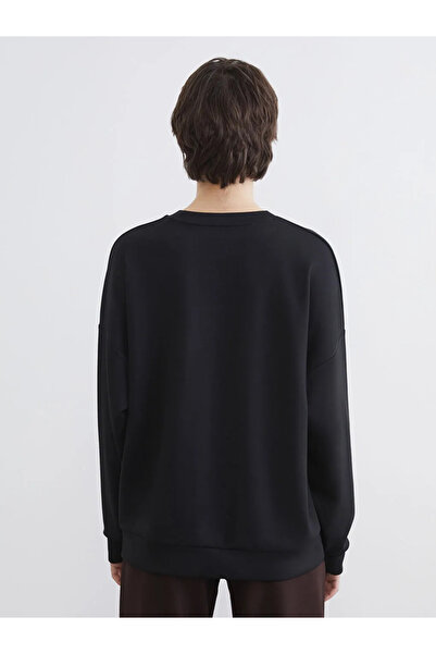 LC Waikiki Black soft touch Oversized women's sweatshirt