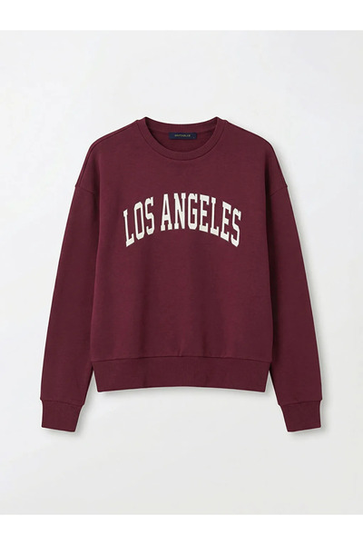 LC Waikiki Mürdüm Soft Touch supradimensionat Swea pentru femei tricou