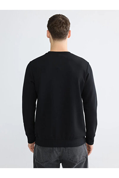 LC Waikiki Black Crew Neck Printed Men's Sweatshirt