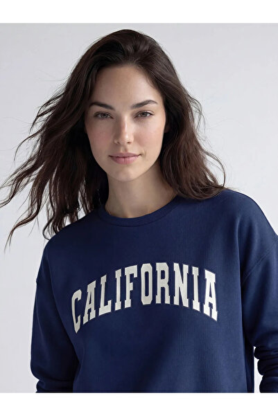 LC Waikiki Navy Blue Soft Touch Oversize Women's Sweatshirt