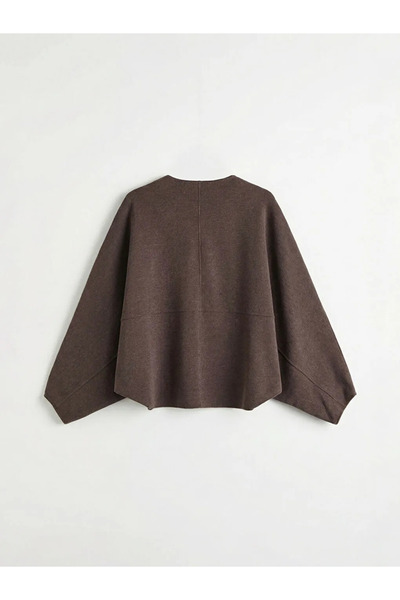 LC Waikiki Brown Crew Neck Oversized Blouse