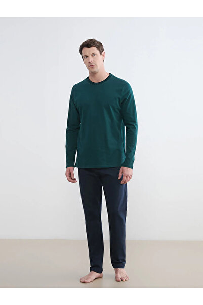 LC Waikiki Top de pijama pentru bărbați, verde, cu guler tip crewneck