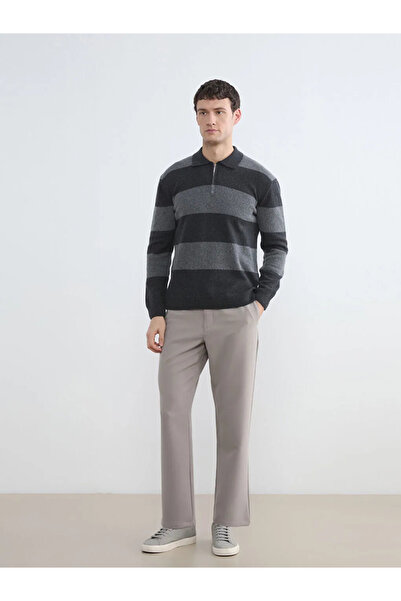 LC Waikiki Anthracite Polo Collar Wool Blend Men's Knitwear Sweater