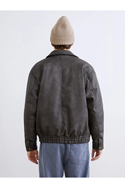 LC Waikiki Brown Standard Fit Men's Leather Look Coat