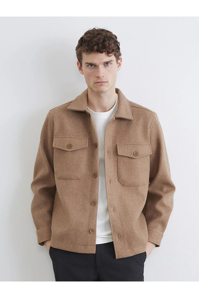 LC Waikiki Brown Regular Fit Men's Cashmere Shirt Jacket