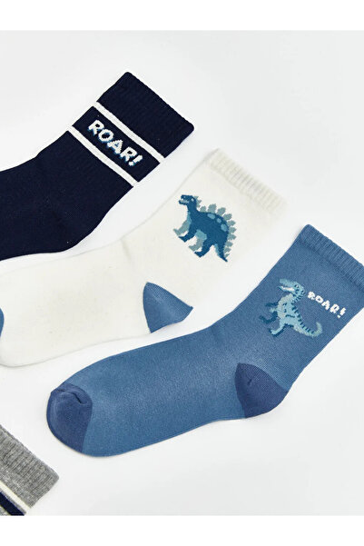 LC Waikiki Mixed Dinosaur Patterned Boys' Socks 5-Piece Set