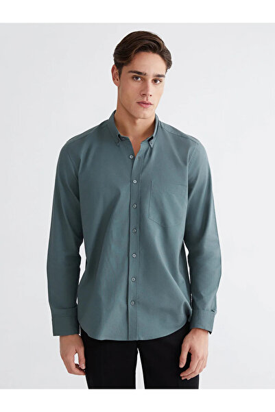 LC Waikiki Ανδρικό πουκάμισο Oxford πράσινο κανονικής εφαρμογής