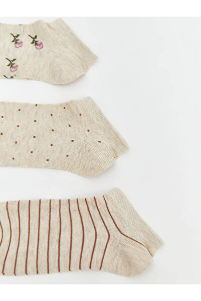 LC Waikiki Brown Patterned Women's Booties Socks 3-Piece Set