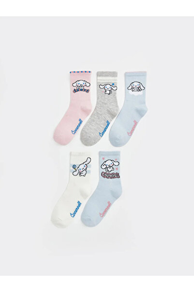 LC Waikiki Розов комплект от 5 чифта чорапи за момичета с принт на Cinnamoroll