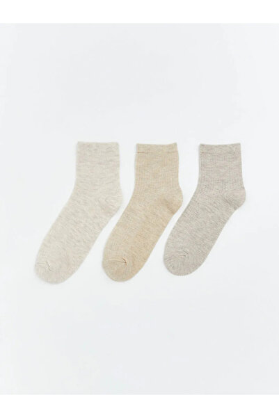 LC Waikiki Beige Women's Flat Socks 3-Piece Set