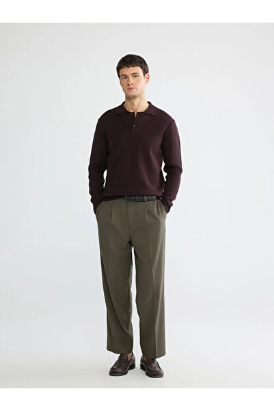 LC Waikiki سترة تريكو رجالية بياقة بولو بلون البرقوق