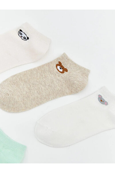 LC Waikiki Ροζ εμπριμέ γυναικείες κάλτσες μποτάκια, συσκευασία 5 τεμαχίων