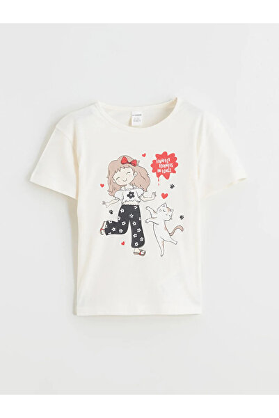 LC Waikiki Екру печатана дамска тениска, комплект от 2 броя