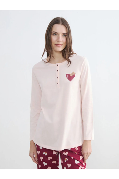 LC Waikiki Red heart Printed maternity pajama set