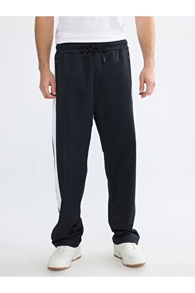 LC Waikiki Black Loose Fit Striped Men's Sweatpants