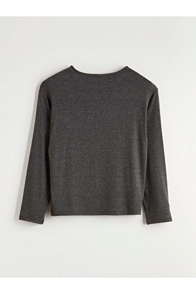 LC Waikiki Γκρι μπλουζάκι για κορίτσια με λαιμόκοψη ποδηλάτου και στρας