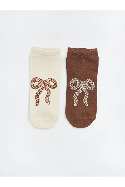 LC Waikiki Brown Bow Patterned Women's Booties Socks, Pack of 5