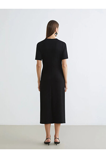 LC Waikiki Black Mock Neck dress with buckle detail