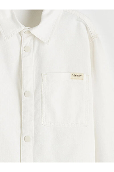 LC Waikiki Cămașă pentru băieți din gabardină, bej, cu mânecă lungă