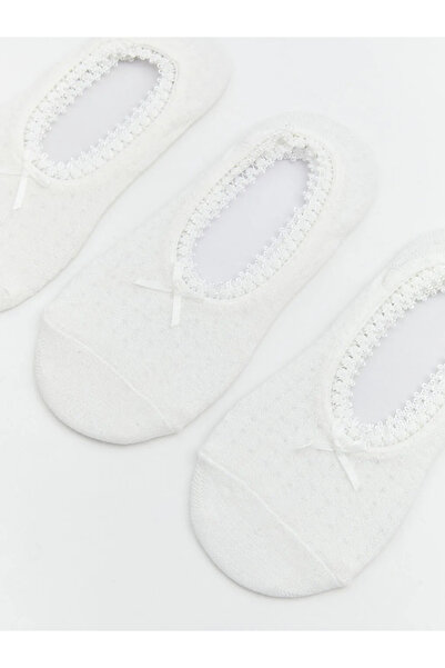 LC Waikiki Ecru Lace Detailed Bowknot Ballerina Socks 3-Piece Set