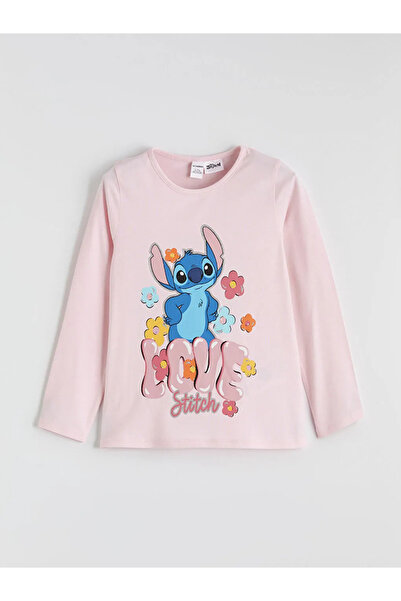 LC Waikiki Roza Lilo & Stitch Štampano majica za devojčice