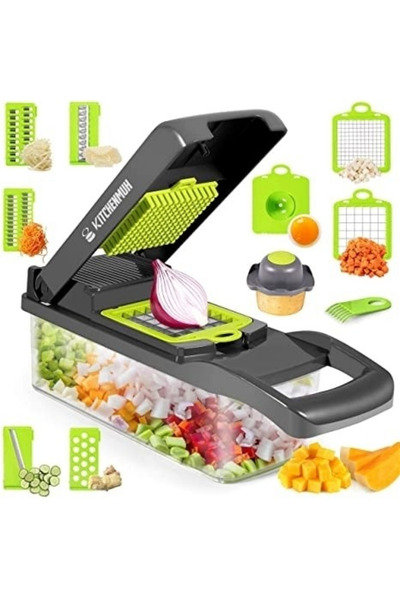 OEM Multifunctional grater with 7 interchangeable blades and collection conta...