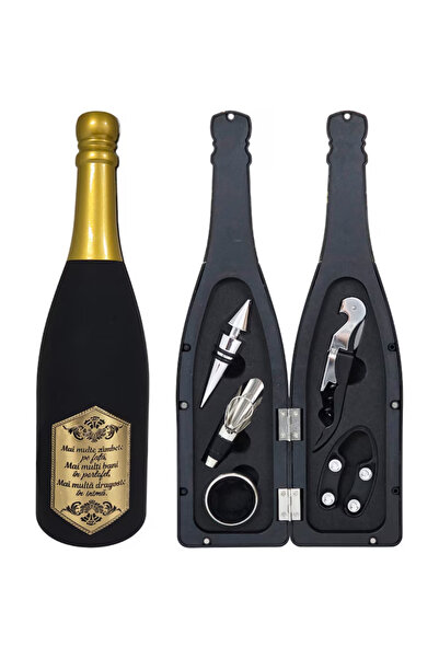 OEM Set accesorii vin 5 piese, cu suport tip sticlă, culoare negru