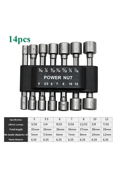 OEM Set capete tubular hex pentru bormașină/șurubelniță, 9/14/23 piese, 5–13 ...