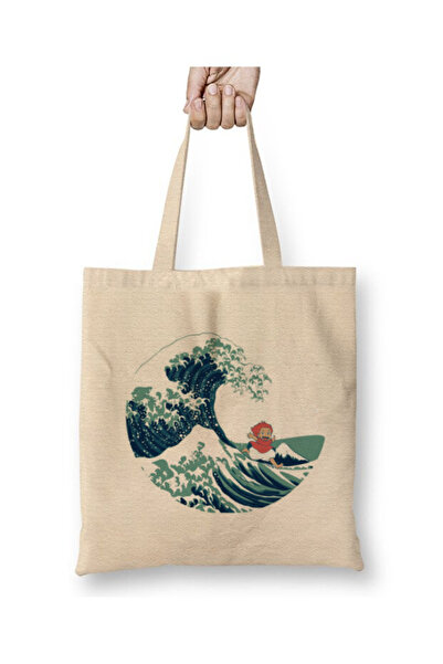Toyaso Ghibli Little Mermaid Ponyo Gake No Ue No Ponyo White Cloth Bag Shoppi...
