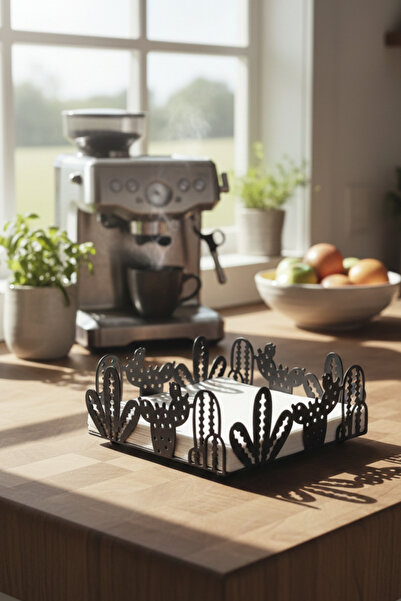 Grandmix Decorative Metal Napkin Holder with Cactus Figure