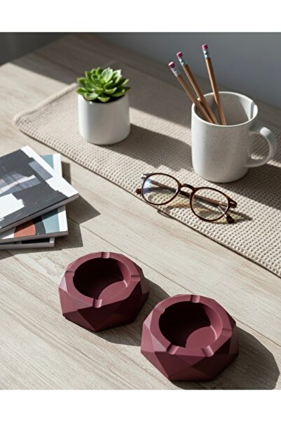 Silver Modern Geometric Design Set of 2 Ashtrays and Decorative Objects