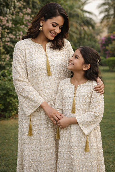 RONZA Mother and daughter embroidered jalabiya