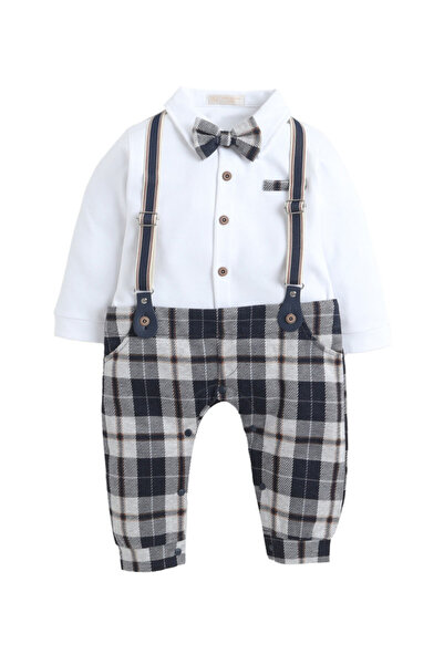 Victor and Jane Infant Boys’ Shirt, Bow Tie & Suspenders Mock Romper 3 Pc Set...