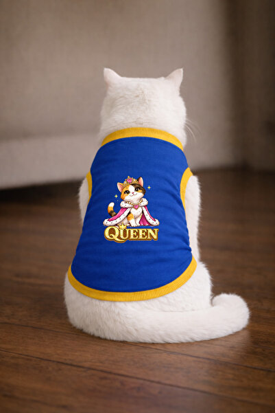 petite pati تيشيرت بلو كوين كات مطبوع عليه صورة قطة مقاس XL (100% قطن ممشط)