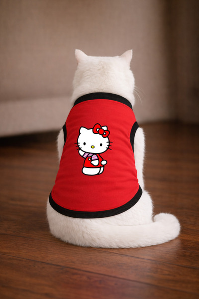 petite pati تي شيرت أحمر مطبوع عليه Hello K1 مقاس XS (100% قطن ممشط)