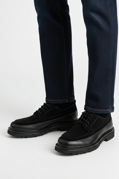 LUSIVE Genuine Leather Black Casual Comfortable Classic Men's Shoes Luass28Al0046
