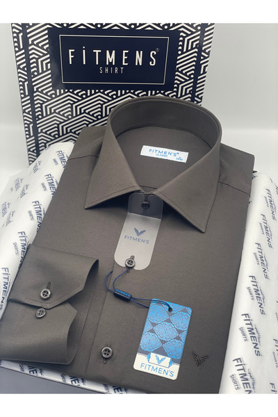 Fitmens Classic Long Sleeve Gold Satin Pocket-Less Men's Shirt with Gift Box ...