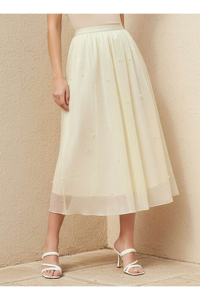 FAV Midi A-line Skirt with Elasticated Waistband