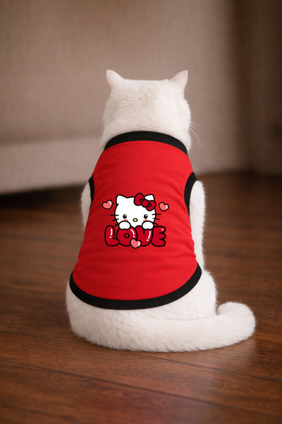 petite pati قميص هيلوك 6 كات باللون الأحمر مطبوع عليه صورة قطة مقاس 2XL (100%...