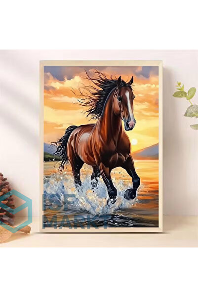 ISF MARKT Elmas Boyama Seti - At Yuvarlak Taşlı Diamond Painting 30x40 cm DIY