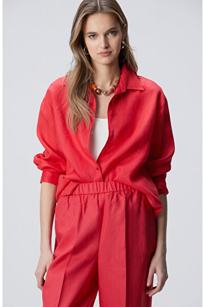 Network Nar Çiçeği Keten Gömlek