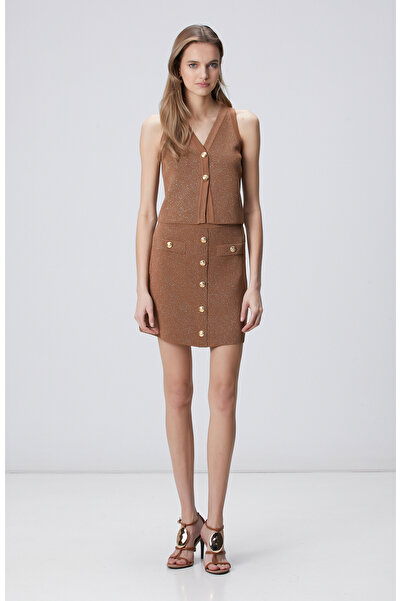 Network Tarçın Sim Dokulu Mini Triko Etek